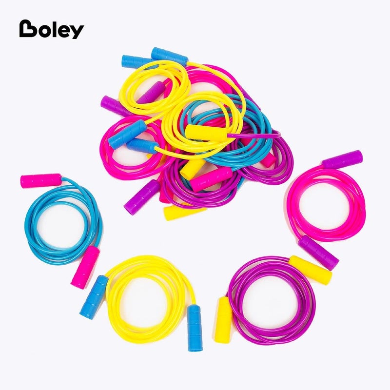 Boley Kids Jump Rope Set - 12 Pack  7ft Durable Skipping Ropes with Non-Slip Handles for Boys & Girls  Fun Outdoor Activity  Assorted Vibrant Colors  Child-Safe Exercise Equipment - Image 2